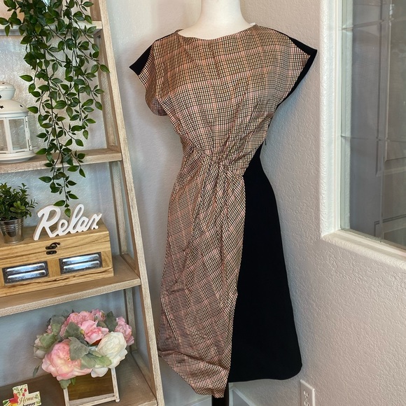 🆕Zara Patchwork asymmetrical midi dress - Picture 2 of 14